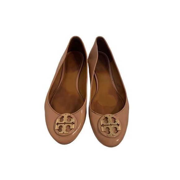 Tory Burch Womens Pink Slip On Round Toe Gold-Tone Logo Flat Ballet Size 8.5 - Picture 4 of 11